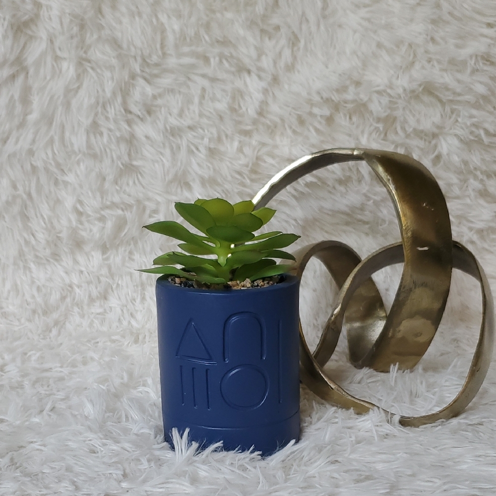 Navy Blue Southwestern Plant Pot With Symbols Succulent